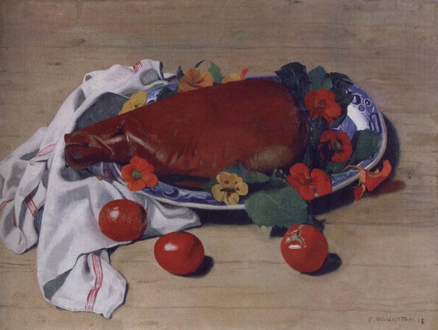 Still life with Ham and Tomatoes